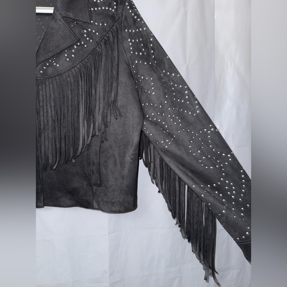 BLAIR FRINGE AND STUDDED FAUX SUEDE SNAP JACKET SIZE XL - Picture 5 of 14